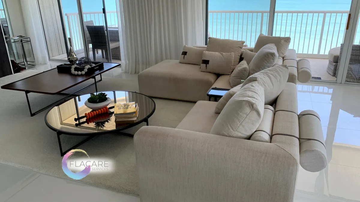 Luxury living room cleaned by Flacare