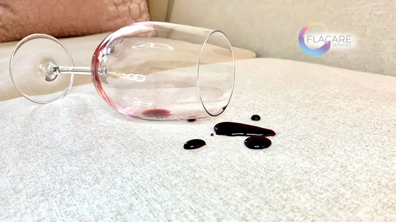 Wine spill on protected sofa